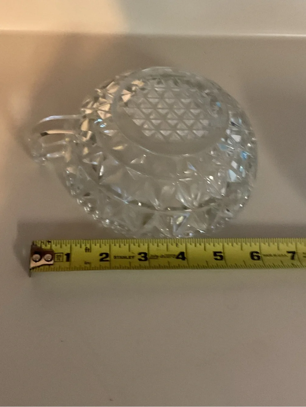 Clear Pressed Glass Starburst Bowl with handle